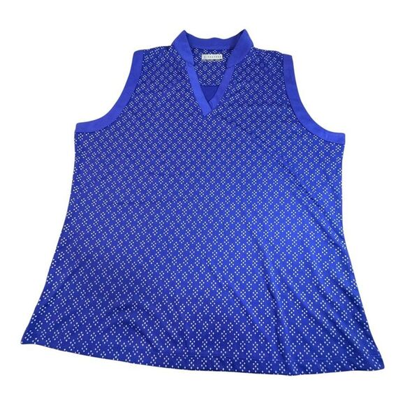 PGA TOUR Womens XXL Sleeveless Blue Polka Dot Golf Shirt Blue Casual Summer - Picture 1 of 5